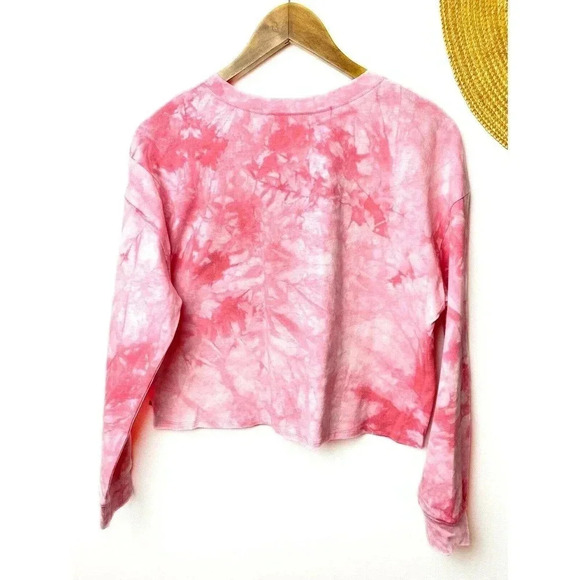 Pink tie dye boxy crop top large - Picture 2 of 4